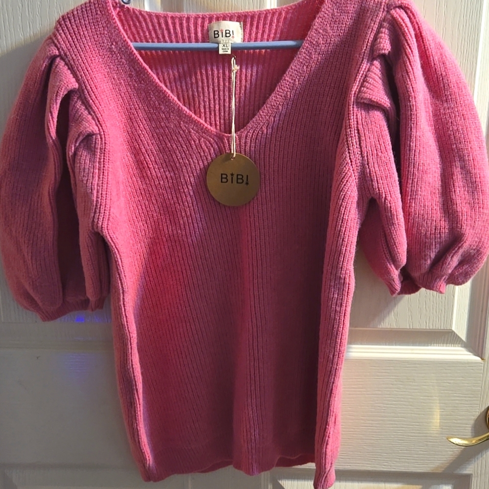BiBi New Pink Puff Sleeve Sweater